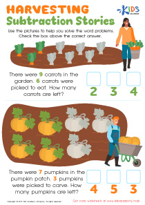 Harvesting Subtraction Stories Worksheet